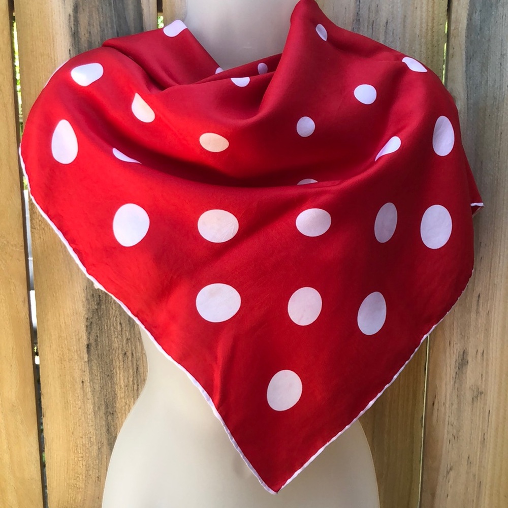 Timeless Polkadot GINO PAOLI 100% silk scarf, Italy, signed designer scarf  60’s
